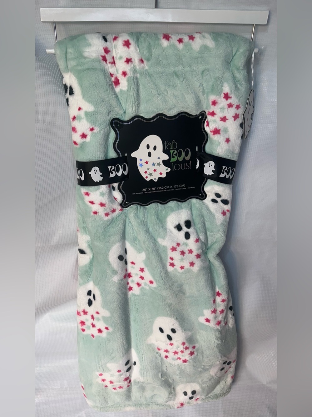 Halloween Ghost Stars Mint Green Throw 60”x70”